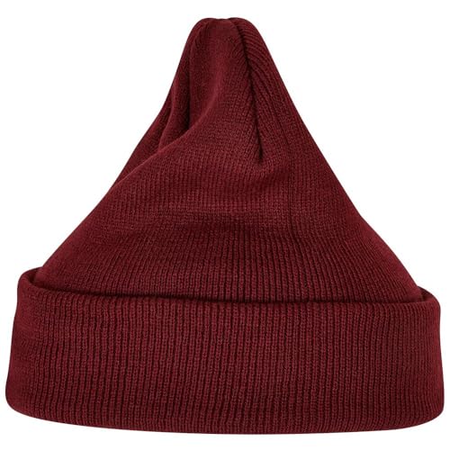 Build Your Brand Unisex-Adult Heavy Knit Beanie Hat, Burgundy, one Size von Build Your Brand