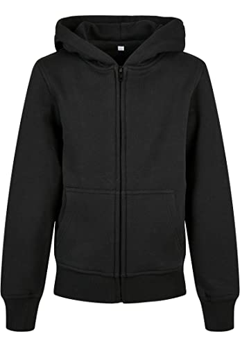 Build Your Brand Kinder Sweatshirtjacke Organic Basic Kids Zip Hoody, Farbe Black, Größe 122/128 von Build Your Brand