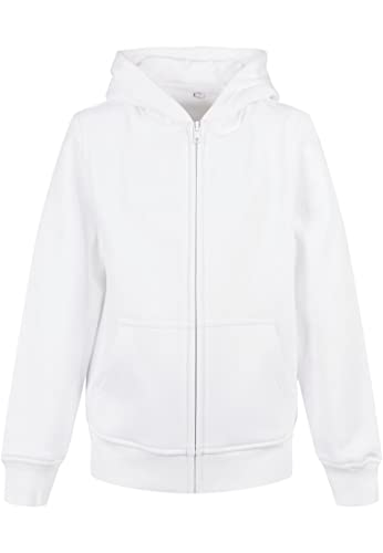 Build Your Brand Kinder Sweatshirtjacke Organic Basic Kids Zip Hoody, Farbe White, Größe 122/128 von Build Your Brand