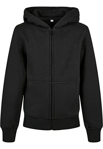 Build Your Brand Unisex Kinder BY188-Organic Basic Kids Zip Hoody Kapuzenpullover, Black, 110/116 von Build Your Brand