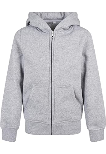 Build Your Brand Kinder Sweatshirtjacke Organic Basic Kids Zip Hoody, Farbe heathergrey, Größe 134/140 von Build Your Brand