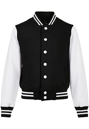 Build Your Brand Unisex Kinder Organic Kids Sweat College Jacket Jacke, black/white, 134-140 von Build Your Brand