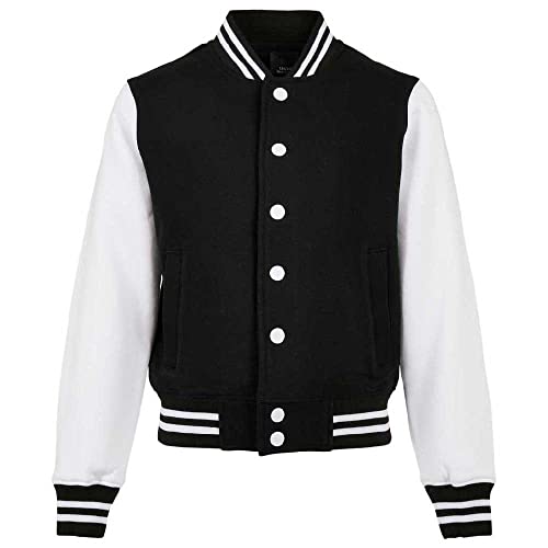 Build Your Brand Unisex Kinder Organic Kids Sweat College Jacket Jacke, Black/White, 158-164 von Build Your Brand