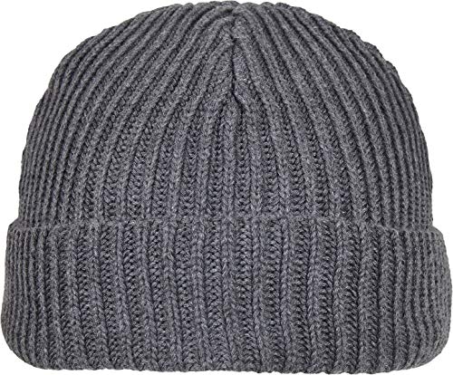 Build Your Brand Unisex Strickmütze Recycled Yarn Fisherman Beanie-Mütze, Asphalt, one Size von Build Your Brand