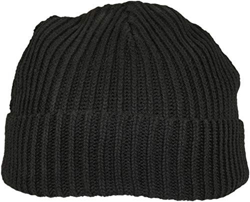 Build Your Brand Unisex BY154-Recycled Yarn Fisherman Beanie-Mütze, Black, one Size von Build Your Brand