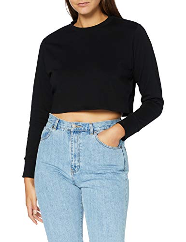 Build Your Brand Womens BY131-Ladies Terry Cropped Crew Pullover Sweater, Black, 4XL von Build Your Brand