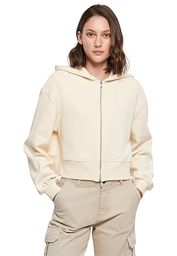 Build Your Brand Damen BY237-Ladies Short Oversized Zip Jacket Kapuzenpullover, whitesand, M von Build Your Brand