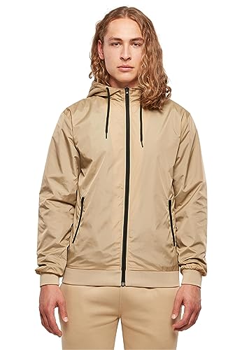 Build Your Brand Herren Übergangsjacke Windrunner, Männer Windjacke mit Kapuze, Funktionsjacke für Männer, Unionbeige/black, L von Build Your Brand