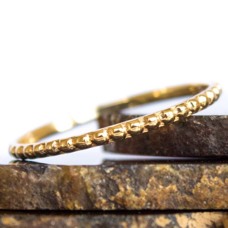 Dünner Ehering - 14K Perlen Stapelring Goldring Gr. 3 Bis 8 von BuildaStack