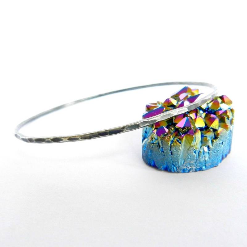 sterling Silber Armreif Oxidiert Gehämmerte Armband von BuildaStack