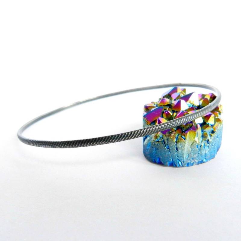 sterling Silber Armreif Oxidiert Ridge Geschwärztem von BuildaStack