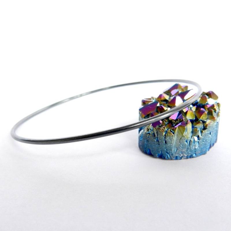 sterling Silber Armreif Oxydiert Poliert Armband von BuildaStack