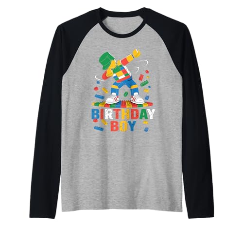 Birthday Boy Dabbing Master Builder Blocks Bricks Geburtstag Raglan von Builder Birthday Boy