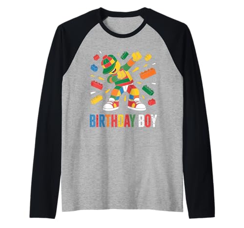 Birthday Boy Dabbing Master Builder Blocks Bricks Geburtstag Raglan von Builder Birthday Boy