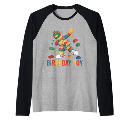 Birthday Boy Dabbing Master Builder Blocks Bricks Geburtstag Raglan von Builder Birthday Boy