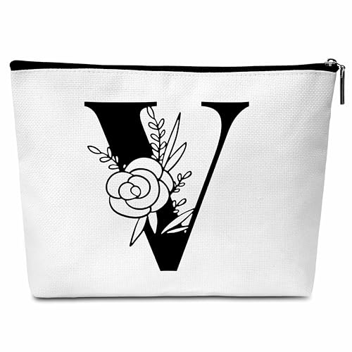 Buildinest Make-up-Tasche mit Blumenmotiv, personalisierbar, mit Initialen, Monogramm, Brautjungfer, Geschenke für Frauen, Freunde, Lehrer, 5740 von Buildinest