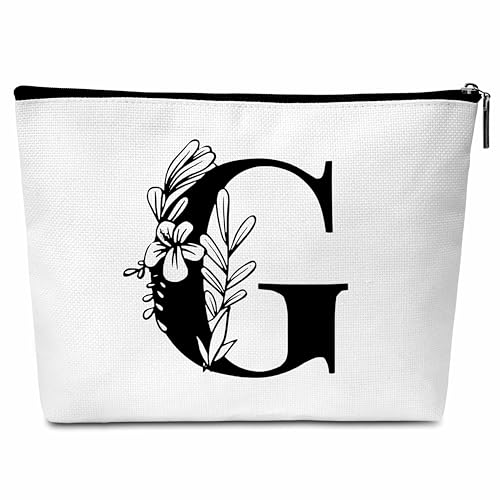 Buildinest Make-up-Tasche mit Blumenmotiv, personalisierbar, mit Initialen, Monogramm, Brautjungfer, Geschenke für Frauen, Freunde, Lehrer, g von Buildinest