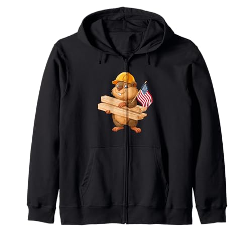 Patriotisches Handwerker-Biber-Kostüm für Erwachsene und Kinder Kapuzenjacke Patriotisches Handwerker-Biber-Kostüm für Erwachsene und Kinder Kapuzenjacke von Building Beaver Outfit