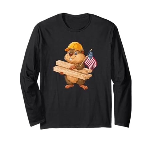 Patriotisches Handwerker-Biber-Kostüm für Erwachsene und Kinder Langarmshirt Patriotisches Handwerker-Biber-Kostüm für Erwachsene und Kinder Langarmshirt von Building Beaver Outfit