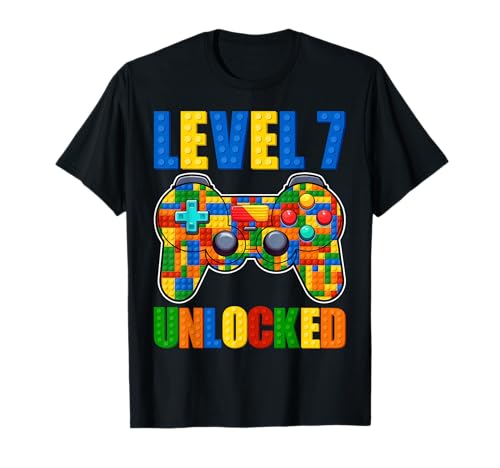 Level 7 Unlocked Building Blocks Game Boy zum 7. Geburtstag T-Shirt Level 7 Unlocked Building Blocks Game Boy zum 7. Geburtstag T-Shirt von Building Blocks 7th Birthday Gaming Boy Outfit