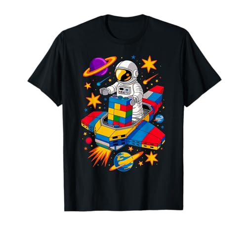 Space Astronaut Master Builder Bausteine Steine Kinder T-Shirt von Building Blocks Family Party Toys Birthday Boys