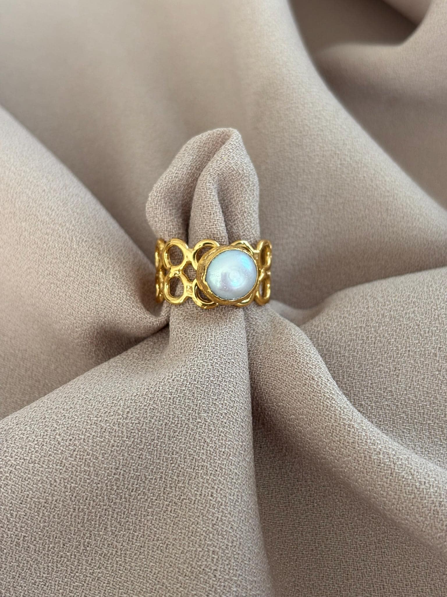 Guss Gemustert Naturperle Design Verstellbare Ring von BuinJewellery