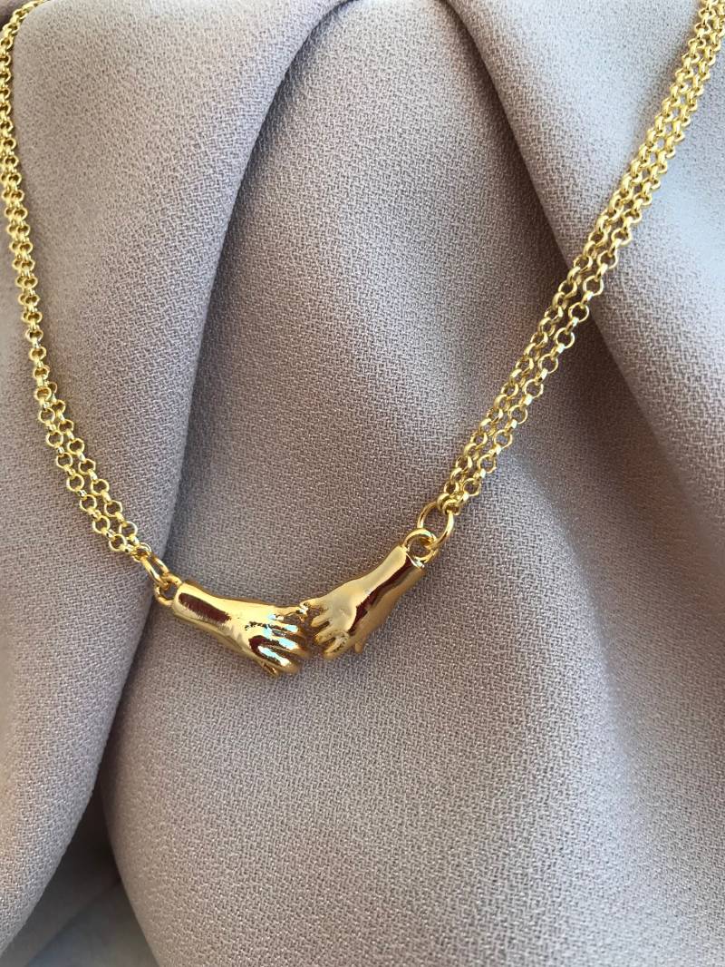 Halten Sie Meine Hand Zweireihig Roll Kette Design Elegante Hände Halskette von BuinJewellery