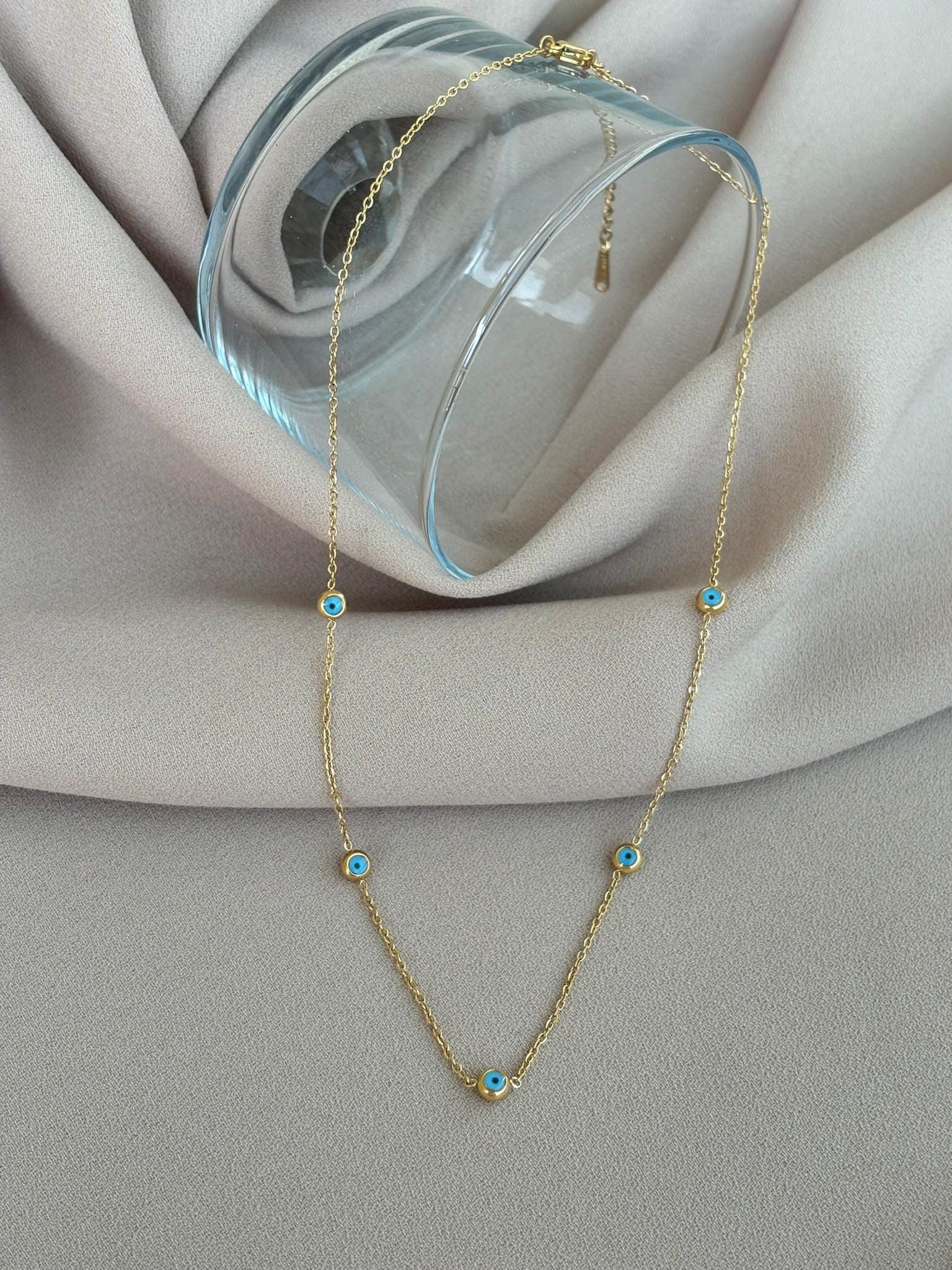 Vergoldete Edelstahl Evil Eye Halskette von BuinJewellery