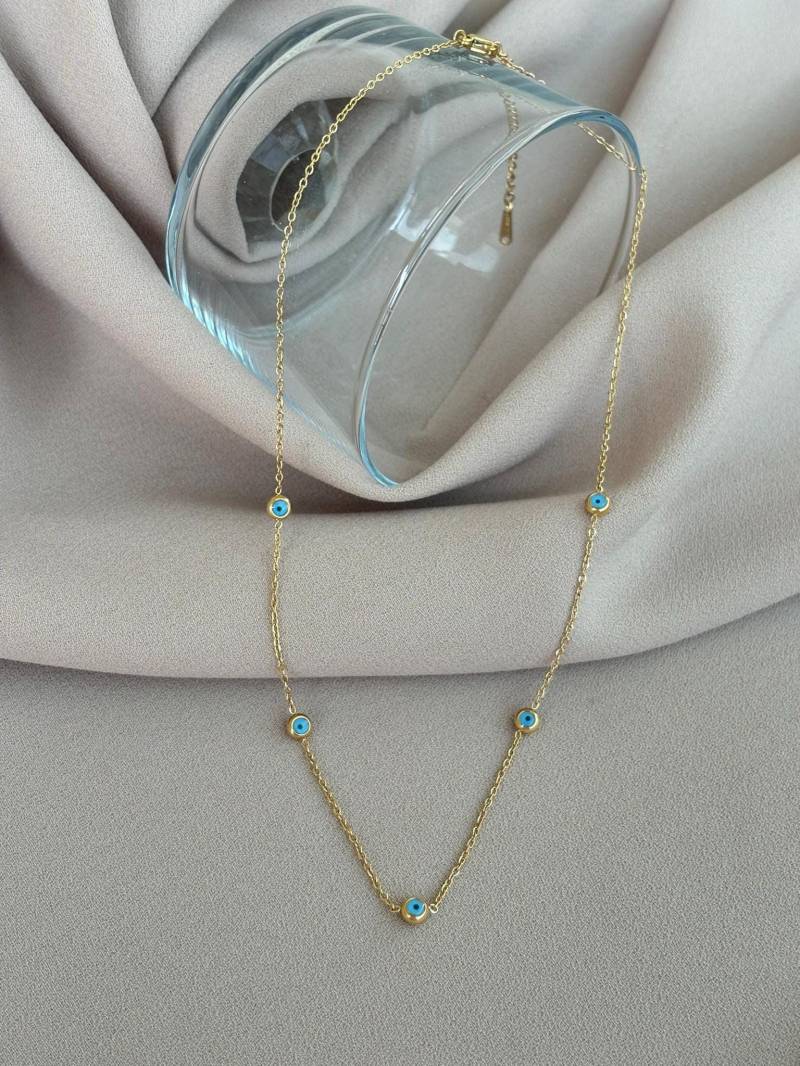 Vergoldete Edelstahl Evil Eye Halskette von BuinJewellery
