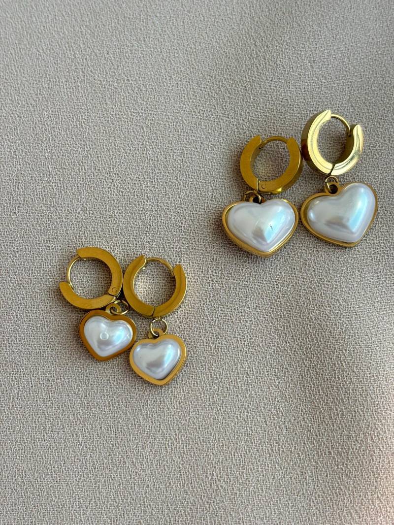 Vergoldete Edelstahlperlen-Herzohrringe von BuinJewellery