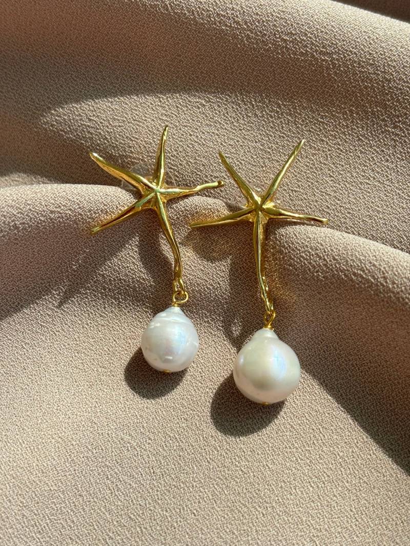 stern-Krone Natürliche Edison Perle Elegantes Design Ohrringe von BuinJewellery