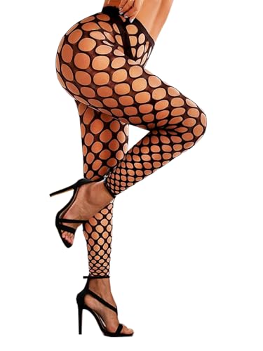 Buitifo Damen Sexy Strumpfhosen Fischernetz Eröffnung Leggings Streifen Pantihose Dessous Hosen(Schwarz T5,Einheitsgröße) von Buitifo