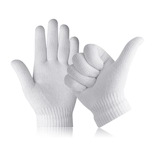Bujingyun Volle Finger gestrickte Strickhandschuhe Warme Mitten Winter Gunst für Jungen und Mädchen (weiß-M) von Bujingyun