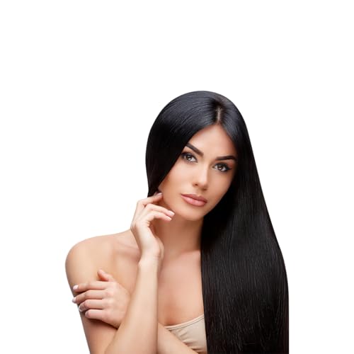 Perücke Damen Schwarz Lang, 27 inch Lange BlackGerade Perücke, Echthaar Perücke für Damen, Perücke Schwarz, Perücke mit langem, für Die Tägliche Party Cosplay Wear von Bukezudang