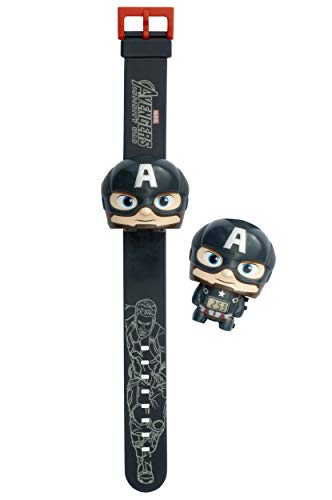 BulbBotz Marvel 2021838 Avengers: Infinity War Captain America Kinder-Armbanduhr mit Hintergrundbeleuchtung , blau/rot , Kunststoff , digital , LCD-Display , Junge/Mädchen , offiziell von BulbBotz