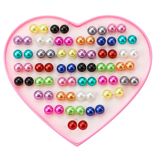36 Paar farbige Ohrstecker für Damen, 9,5 mm, bunt, niedliche Kunstperlen, kleine Kugel-Ohr-Set, buntes Schmuckset, hypoallergene Aretes de Bolitas Farben als Geschenk (verschiedene Farben) von BuleVina