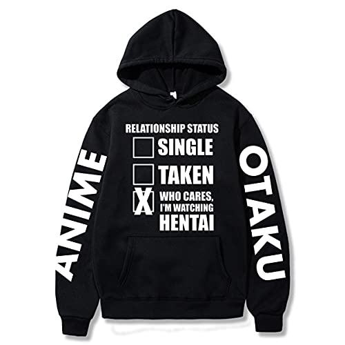 Bulex Herren 100% Baumwolle Otaku Anime Schwarze Serie Pullover Sweatshirt Kapuzenpullover mit Fronttasche von Bulex