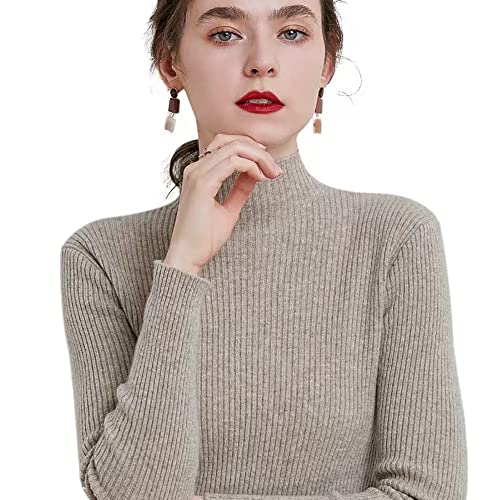 Buliezy Rollkragenpullover Damen Pullover Elegant Sweatshirt Langarm Strickpullover Wärme Sweater,Kamel,M von Buliezy