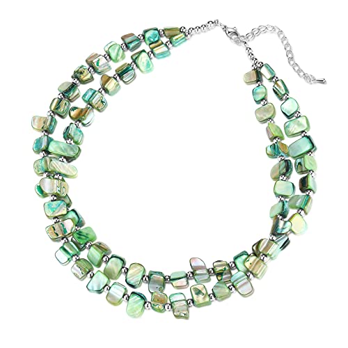 Bulinlin Boho Bunte Perlenkette Damen Muschelkette Strand Sommer Verstellbar Bohemian Choker Halsketten FüR Frauen Und MäDchen(Green) von Bulinlin