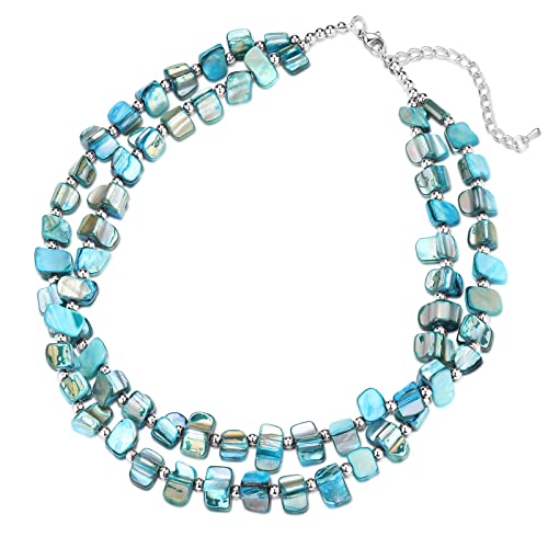 Bulinlin Boho Bunte Perlenkette Damen Muschelkette Strand Sommer Verstellbar Bohemian Choker Halsketten FüR Frauen Und MäDchen(Turquoise) von Bulinlin