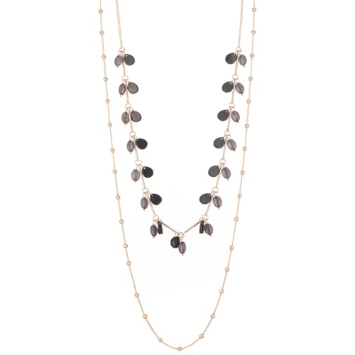 Bulinlin Damen Lange Kette Gold Lange Perlen Statement Kette Gold Modeschmuck Geburtstagsgeschenk für Frauen(Black) von Bulinlin