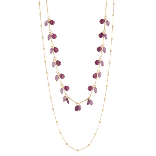 Bulinlin Damen Lange Kette Gold Lange Perlen Statement Kette Gold Modeschmuck Geburtstagsgeschenk für Frauen(Purple) von Bulinlin