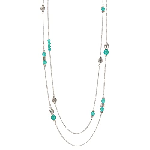 Bulinlin Damen Lange Perlen Kette Statement Halskette mit Silber Anhänger Modeschmuck Kette Geschenk für Frauen(Sea green) von Bulinlin