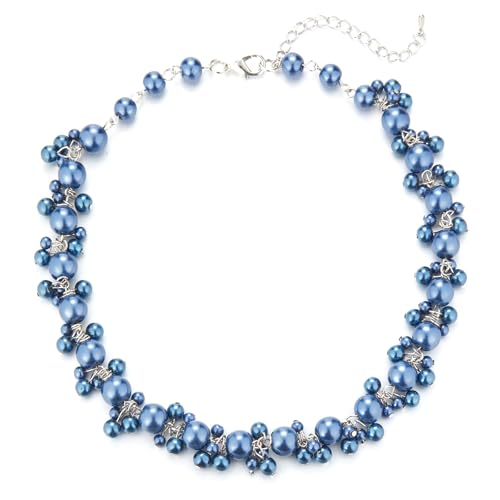 Bulinlin Perlen Kette Damen Perlen Statement Choker Kette Boho Bunt Modeschmuck Geburtstag Geschenke für Frauen(Dark Blue) von Bulinlin
