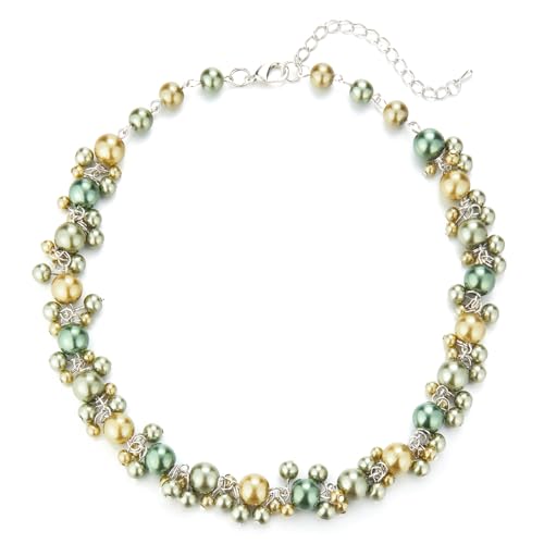 Bulinlin Perlen Kette Damen Perlen Statement Choker Kette Boho Bunt Modeschmuck Geburtstag Geschenke für Frauen(Green) von Bulinlin