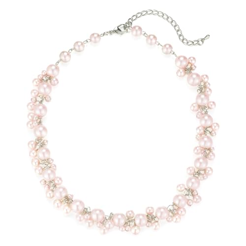 Bulinlin Perlen Kette Damen Perlen Statement Choker Kette Boho Bunt Modeschmuck Geburtstag Geschenke für Frauen(Light Pink) von Bulinlin