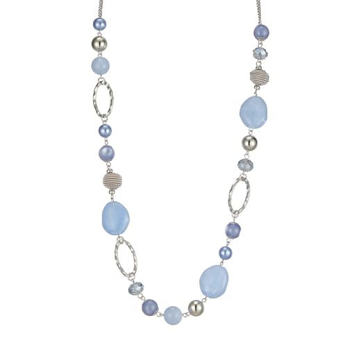 Bulinlin Silber Perplen Lang Kette für Damen Boho Statement Chain Halskette Modeschmuck Geburtstagsgeschenke für Frauen (52-Light blue) von Bulinlin