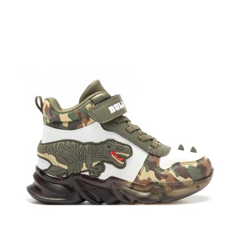 Bull Boy DNAL2201 Weisse grüne Jungenschuhe Turnschuhe mittlere Lichter reissen elastische Schnürsenkel Leder T-REX 31 von Bull Boys