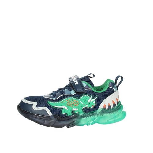 Bull Boy DNAL3397 Blaue Kinderschuhe Sneakers Lichter reissen elastische Schnürsenkel Leder Triceratops 28 von Bull Boys