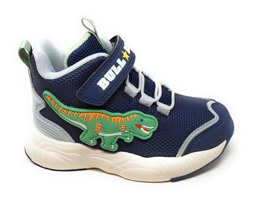 Bull Boys Sportschuhe DNAI5124 Dinosaurier T-Rex, Marineblau, Klettverschluss, stoßdämpfende Sohle und austauschbarer Path, blau, 32 EU von Bull Boys